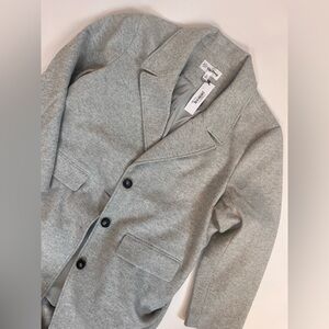 The Drop Button Down Long Pea Coat in heather gray